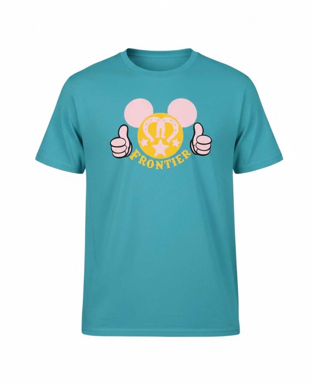 Bella Canvas Mickey Mouse Frontier Graphic T-Shirt Size 2XL Teal